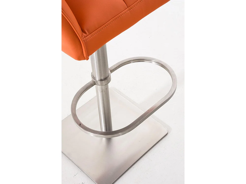 Tabouret de bar - Similicuir & Acier inoxydable - Orange - Damaso