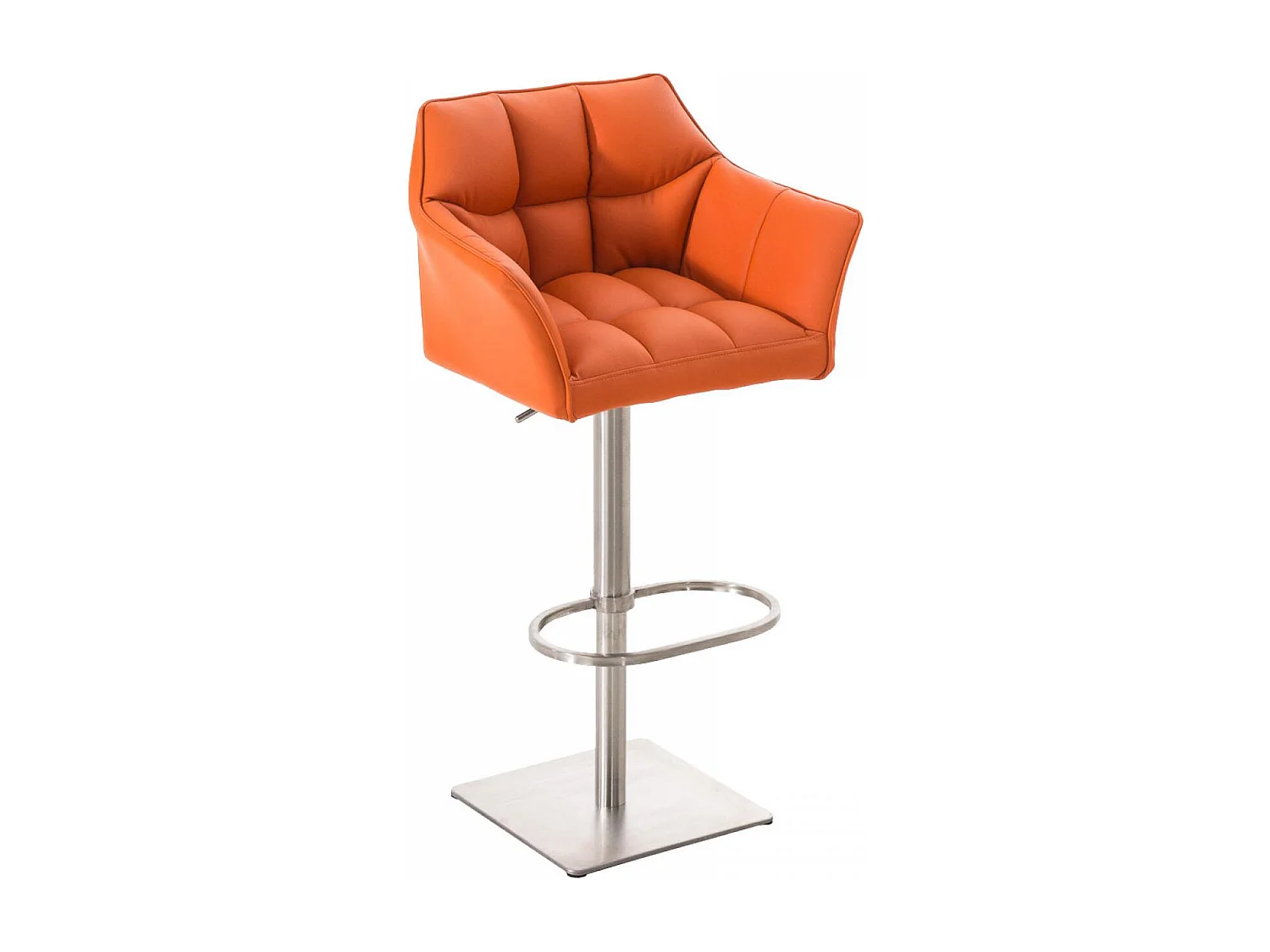 Tabouret de bar - Similicuir & Acier inoxydable - Orange - Damaso