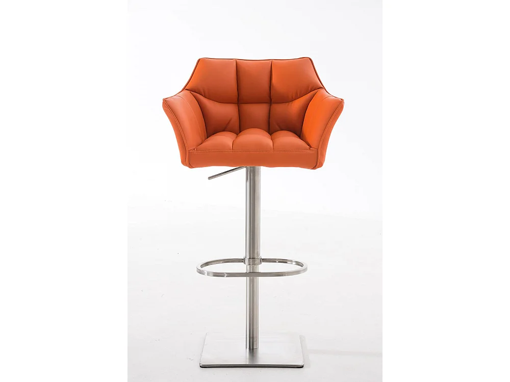Tabouret de bar - Similicuir & Acier inoxydable - Orange - Damaso
