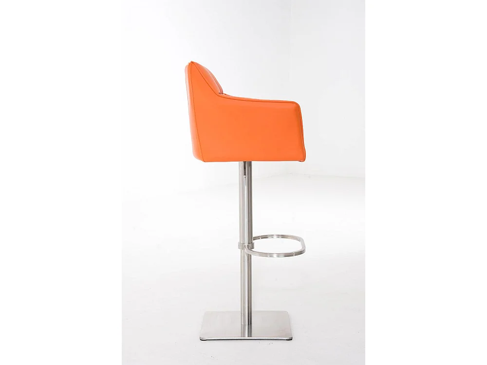 Tabouret de bar - Similicuir & Acier inoxydable - Orange - Damaso