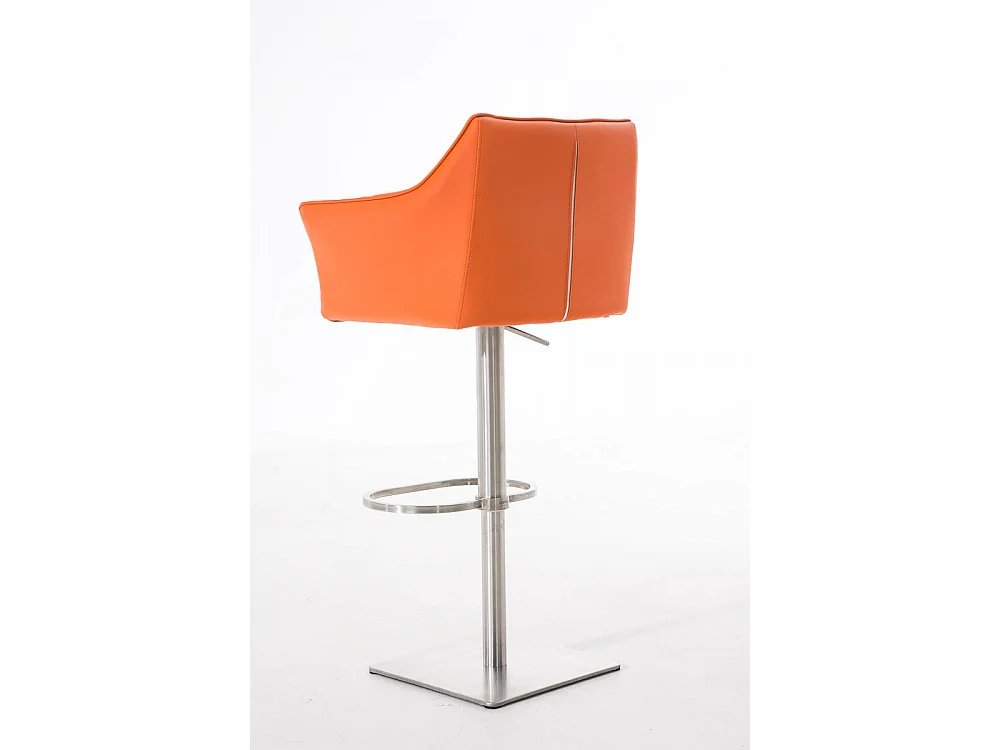 Tabouret de bar - Similicuir & Acier inoxydable - Orange - Damaso