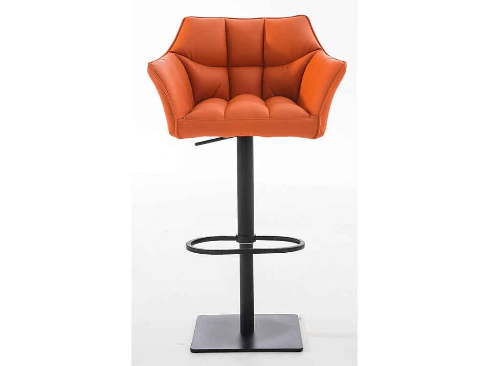 Lot de 2  Tabouret de bar - Similicuir & Noir - Orange - Damaso