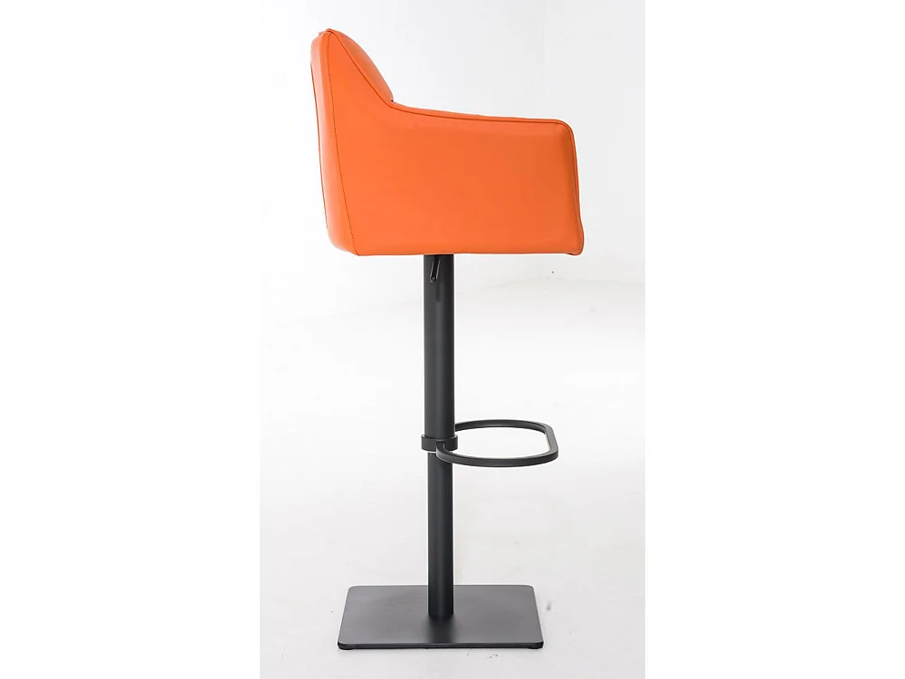 Lot de 2  Tabouret de bar - Similicuir & Noir - Orange - Damaso