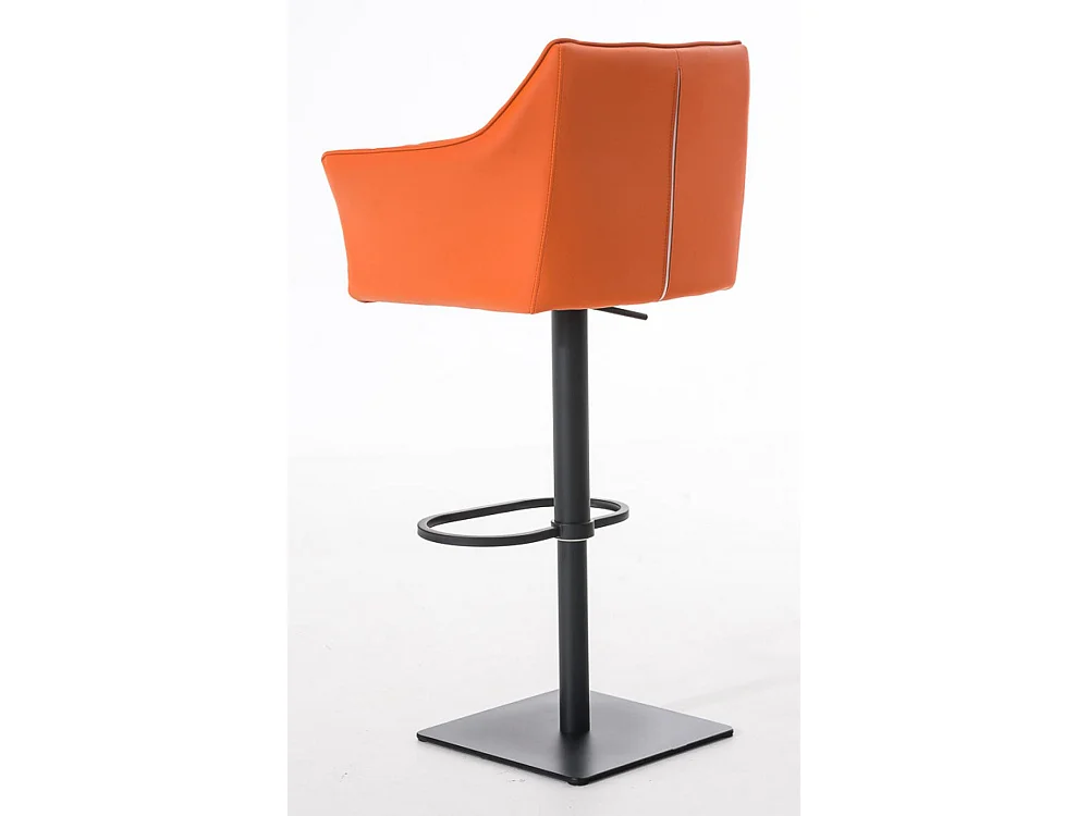 Lot de 2  Tabouret de bar - Similicuir & Noir - Orange - Damaso