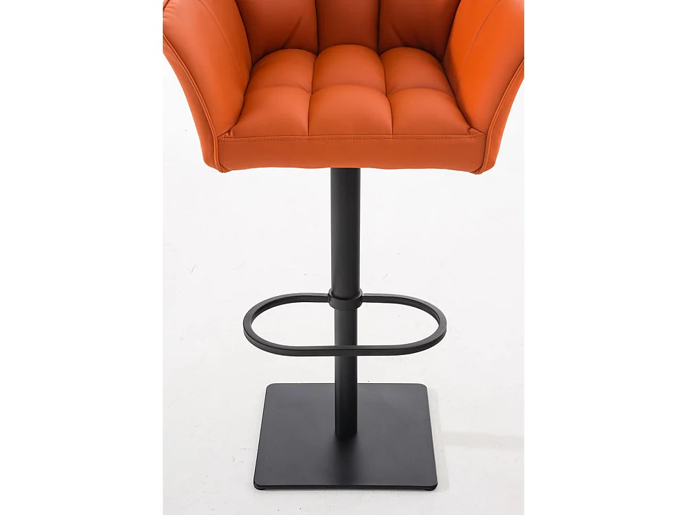 Lot de 2  Tabouret de bar - Similicuir & Noir - Orange - Damaso
