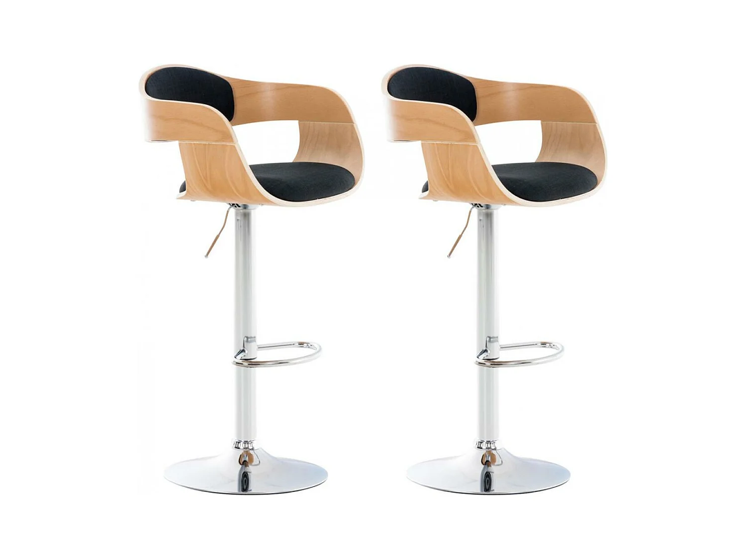 Lot de 2  Tabouret de bar - Tissu - Nature / Noir - Kingston