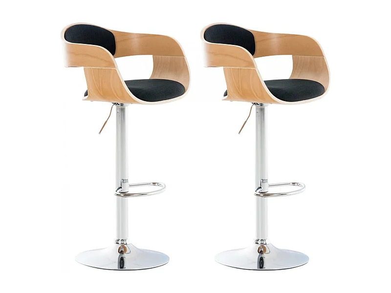 Lot de 2  Tabouret de bar - Tissu - Nature / Noir - Kingston