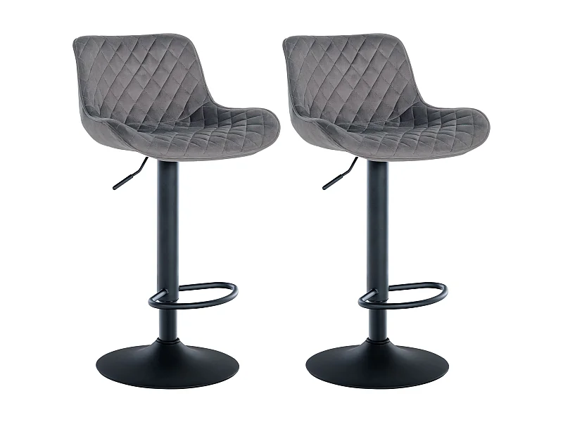 Lot de 2  Tabouret de bar - Velours - Gris foncé - Minosa