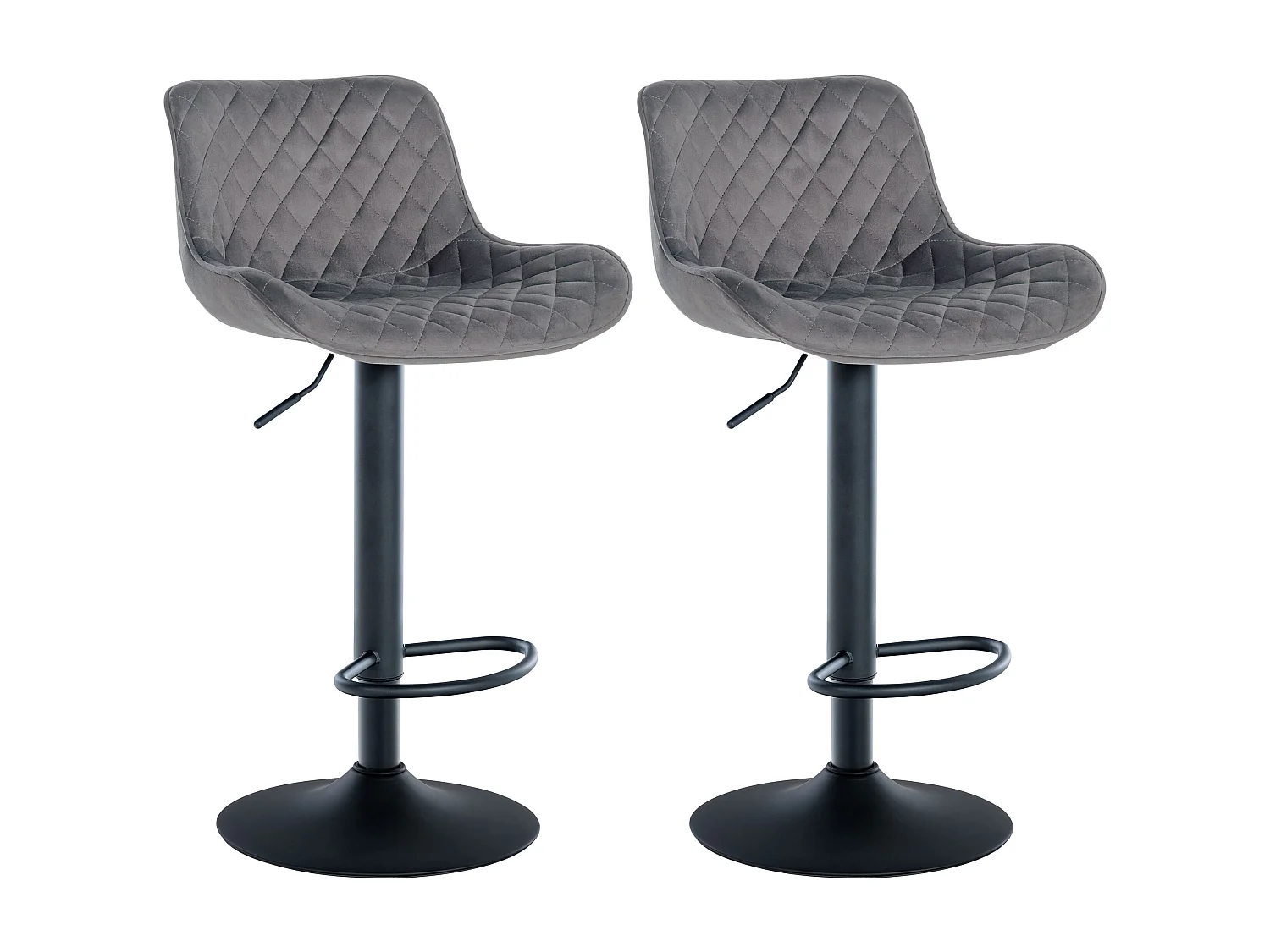 Lot de 2  Tabouret de bar - Velours - Gris foncé - Minosa