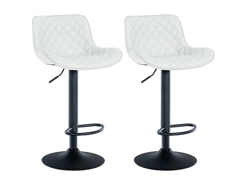 Lot de 2  Tabouret de bar - Similicuir - Blanc - Minosa