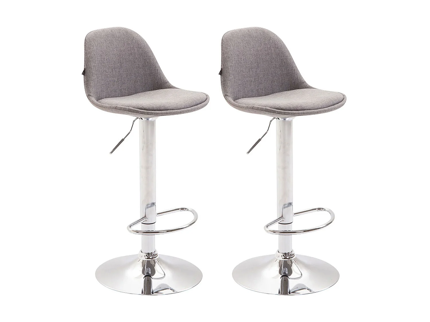 Lot de 2 Tabourets de bar - Tissu & Métal chromé - Gris - Kiel