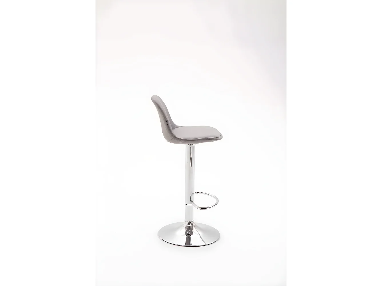 Lot de 2 Tabourets de bar - Tissu & Métal chromé - Gris - Kiel