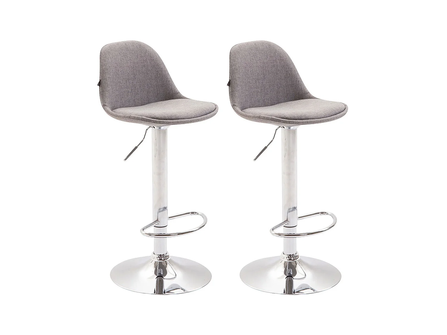 Lot de 2 Tabourets de bar - Tissu & Métal chromé - Gris - Kiel
