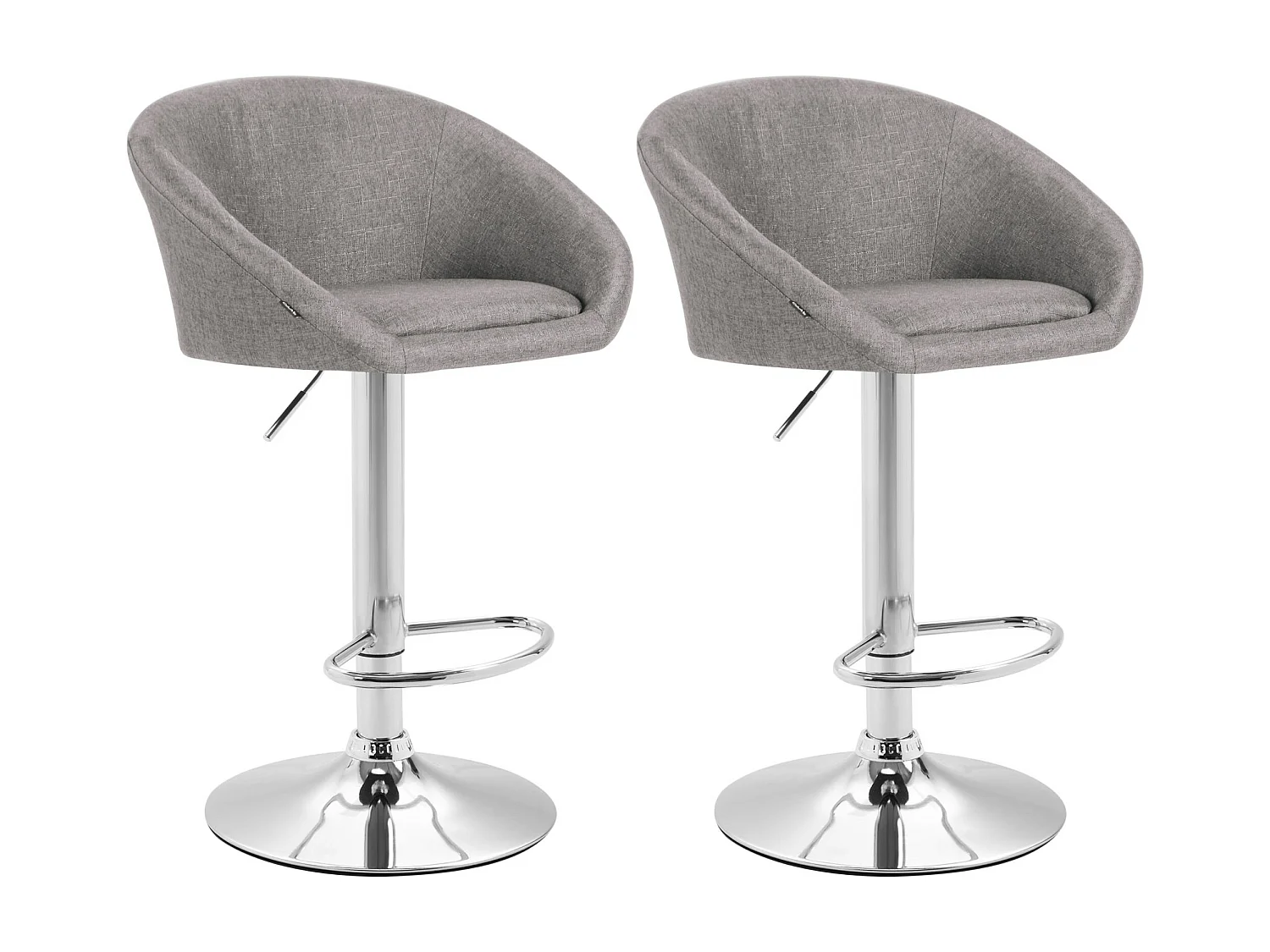 Lot de 2 Tabourets de bar - Tissu & Métal chromé - Gris clair - Miami V2