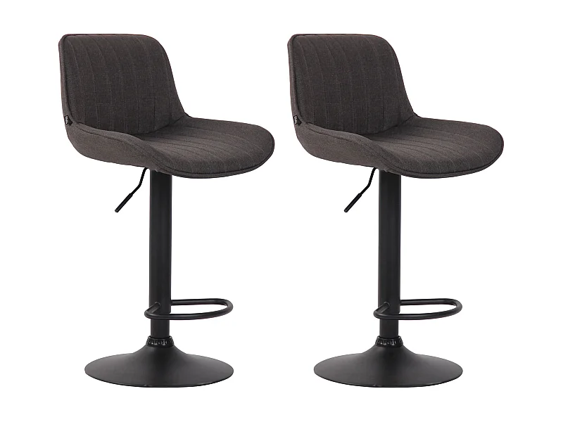 2er Set Barhocker - Stoff & Metall - dunkelgrau - Lentini