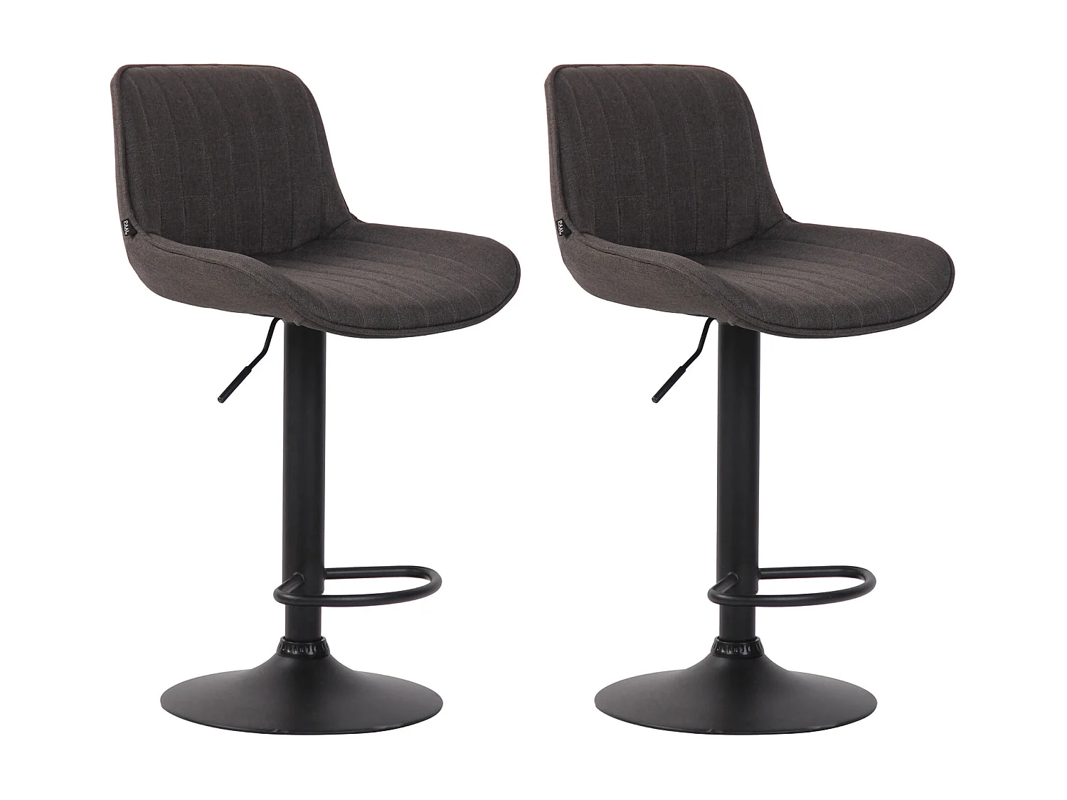 Lot de 2 Tabourets de bar - Tissu & Métal - Gris foncé - Lentini