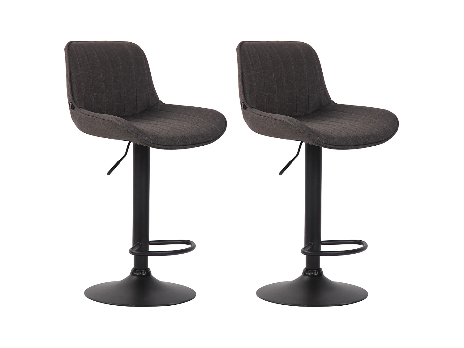 Lot de 2 Tabourets de bar - Tissu & Métal - Gris foncé - Lentini