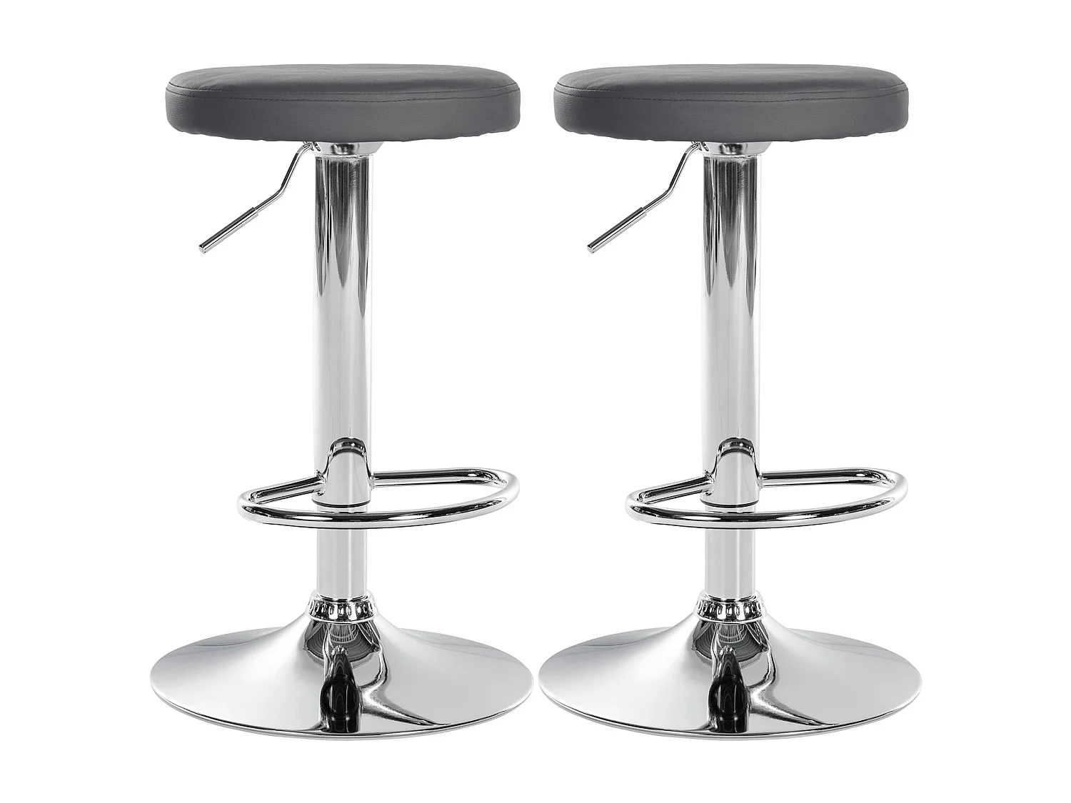 Lot de 2 Tabourets de bar - Similicuir & Métal - Gris - Ponte