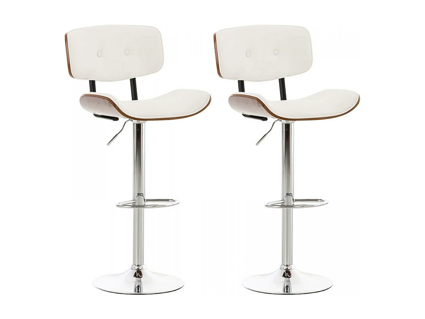 Lot de 2  Tabouret de bar - Similicuir & Antique clair - Noyer / Blanc - Sarnia