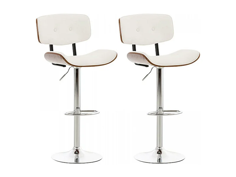 Lot de 2  Tabouret de bar - Similicuir & Antique clair - Noyer / Blanc - Sarnia