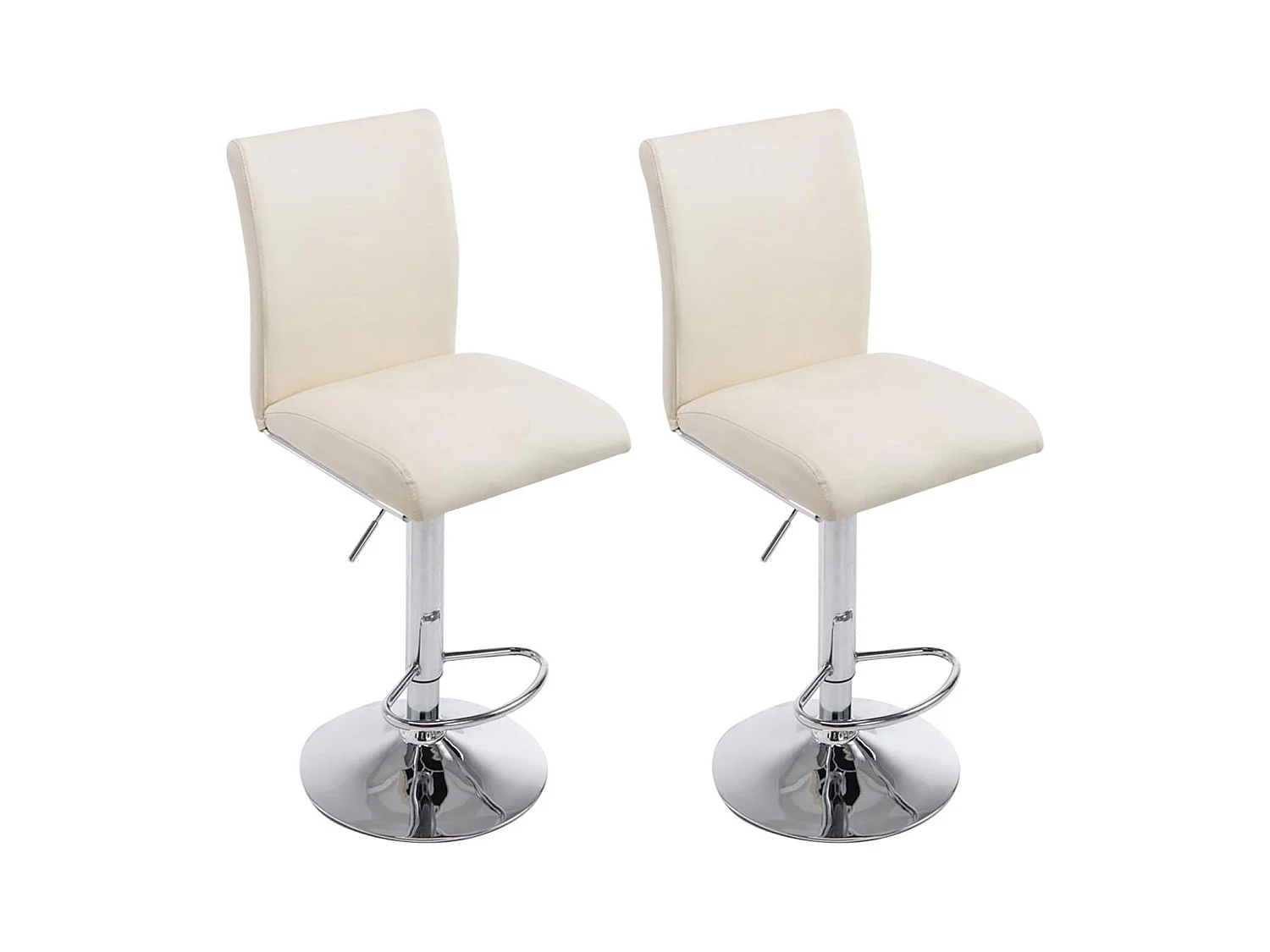 Lot de 2  Tabouret de bar - Similicuir & Noir - Crème - Köln