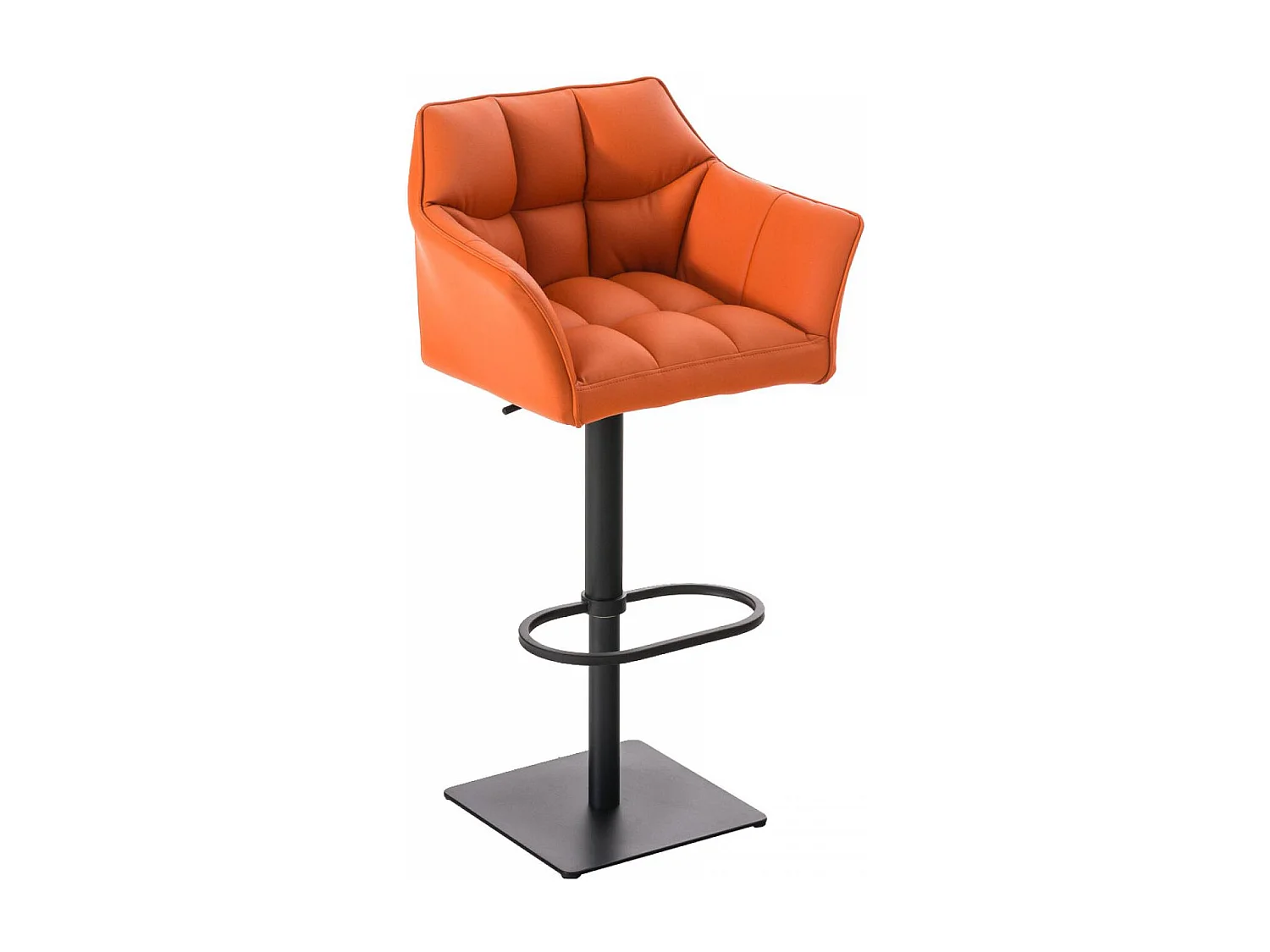 Tabouret de bar - Similicuir & Noir - Orange - Damaso