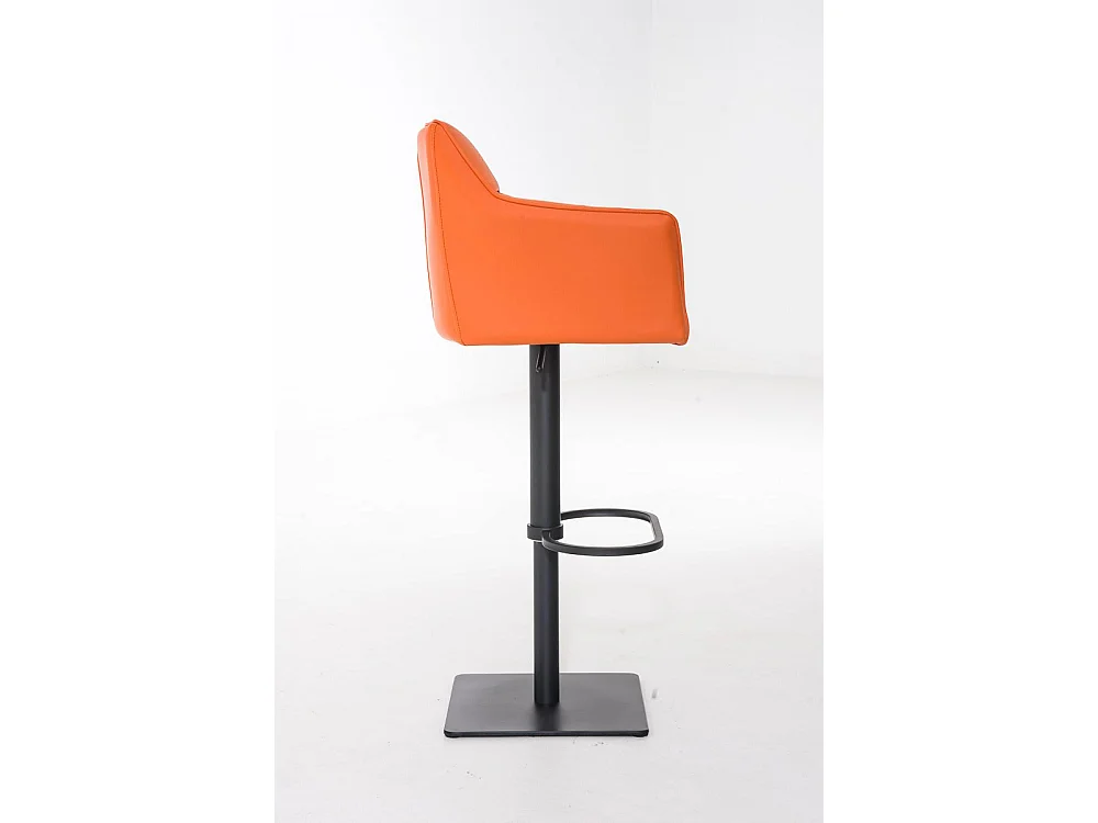 Tabouret de bar - Similicuir & Noir - Orange - Damaso