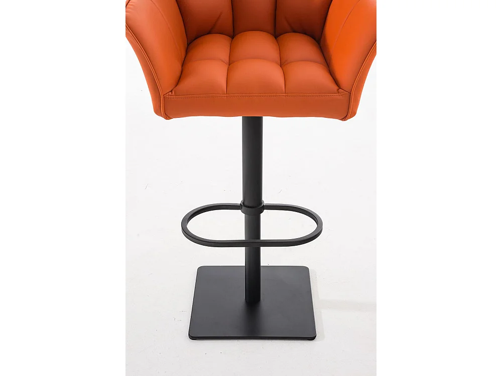 Tabouret de bar - Similicuir & Noir - Orange - Damaso