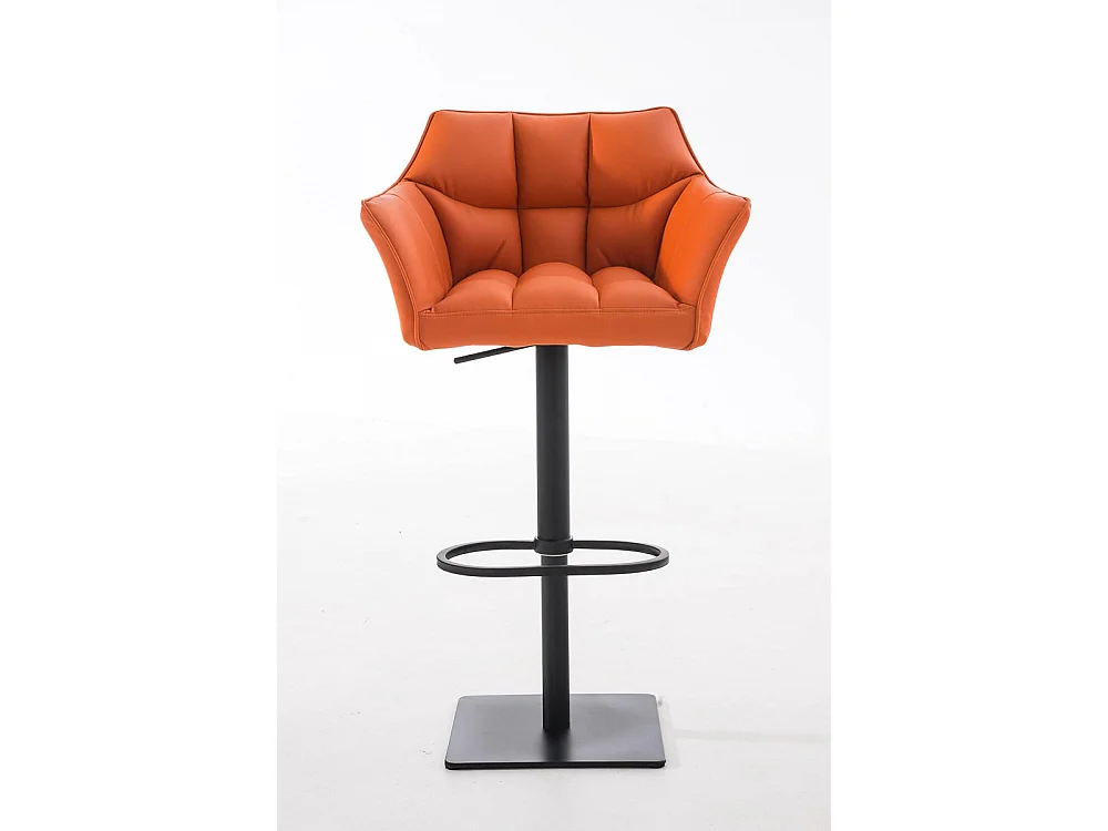 Tabouret de bar - Similicuir & Noir - Orange - Damaso