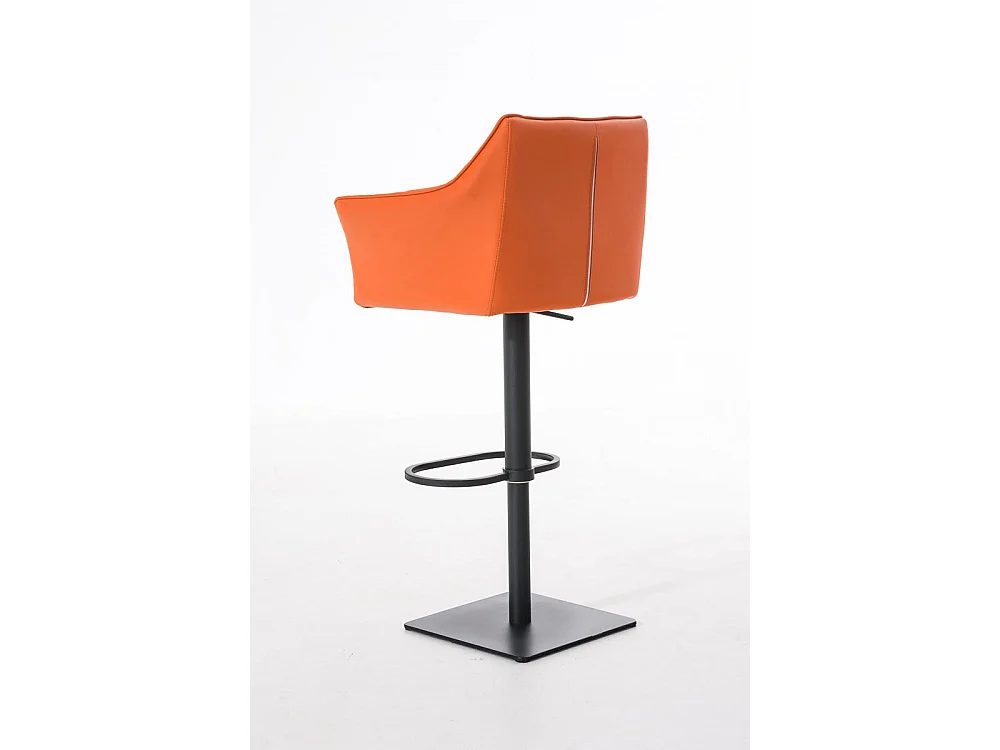 Tabouret de bar - Similicuir & Noir - Orange - Damaso