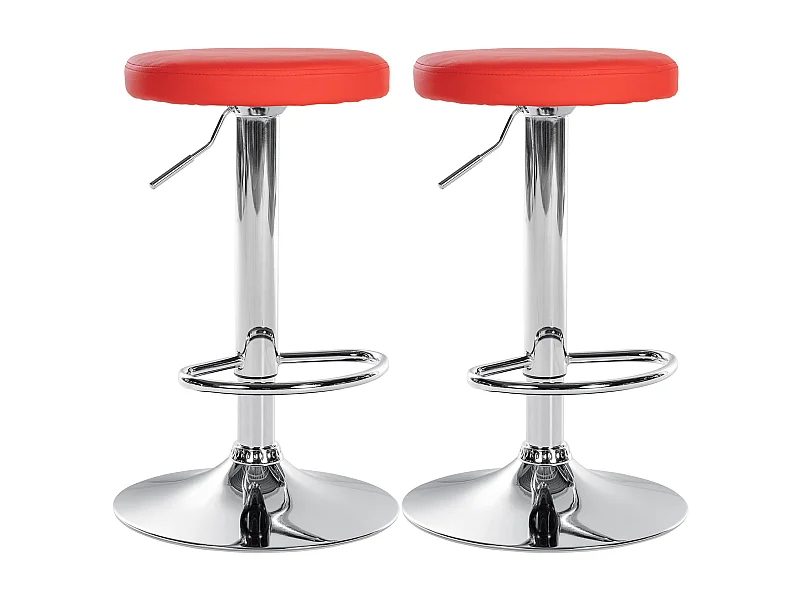 Lot de 2 Tabourets de bar - Similicuir & Métal - Rouge - Ponte