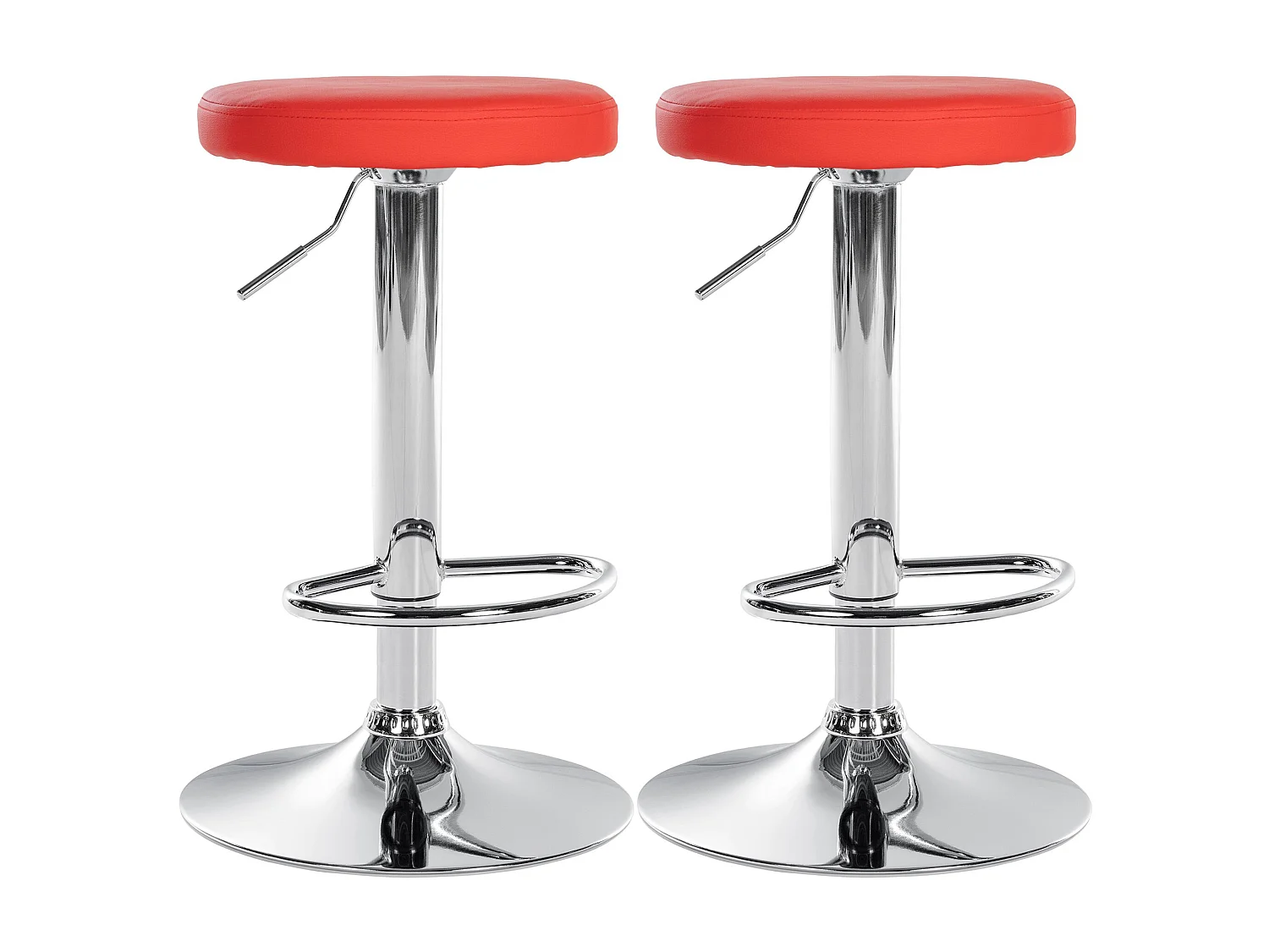 Lot de 2 Tabourets de bar - Similicuir & Métal - Rouge - Ponte