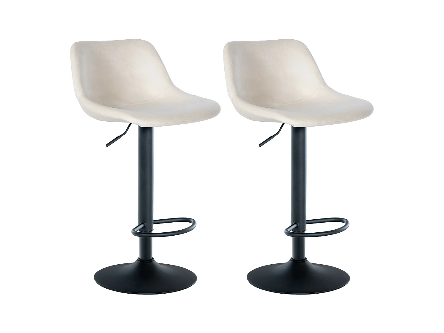 Lot de 2  Tabouret de bar - Velours - Crème - Loft