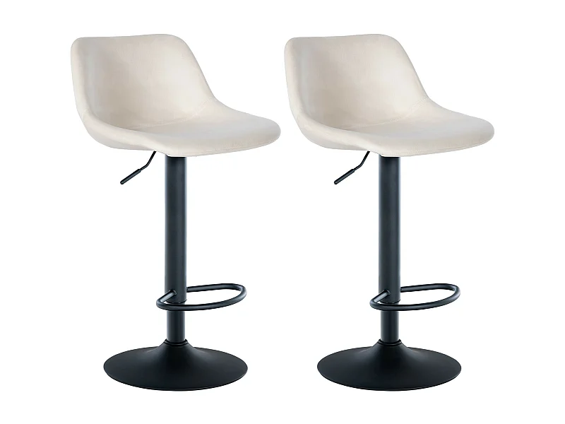 Lot de 2  Tabouret de bar - Velours - Crème - Loft