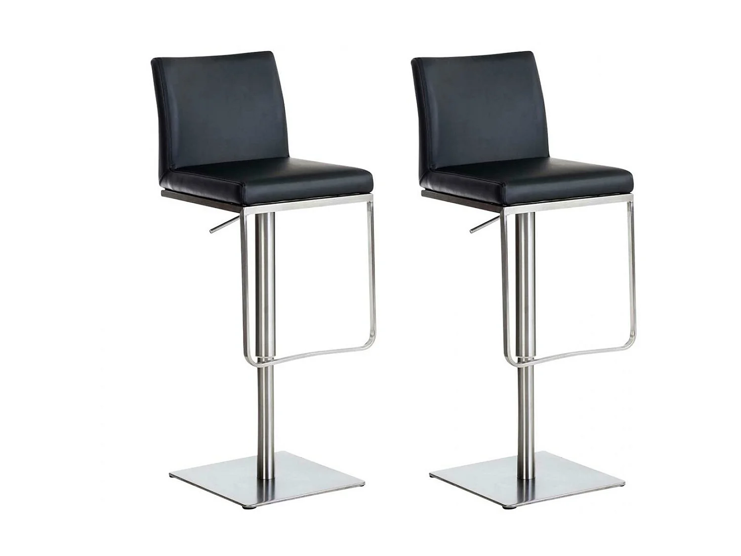 Lot de 2  Tabouret de bar - Similicuir & Acier inoxydable - Noir - Panama