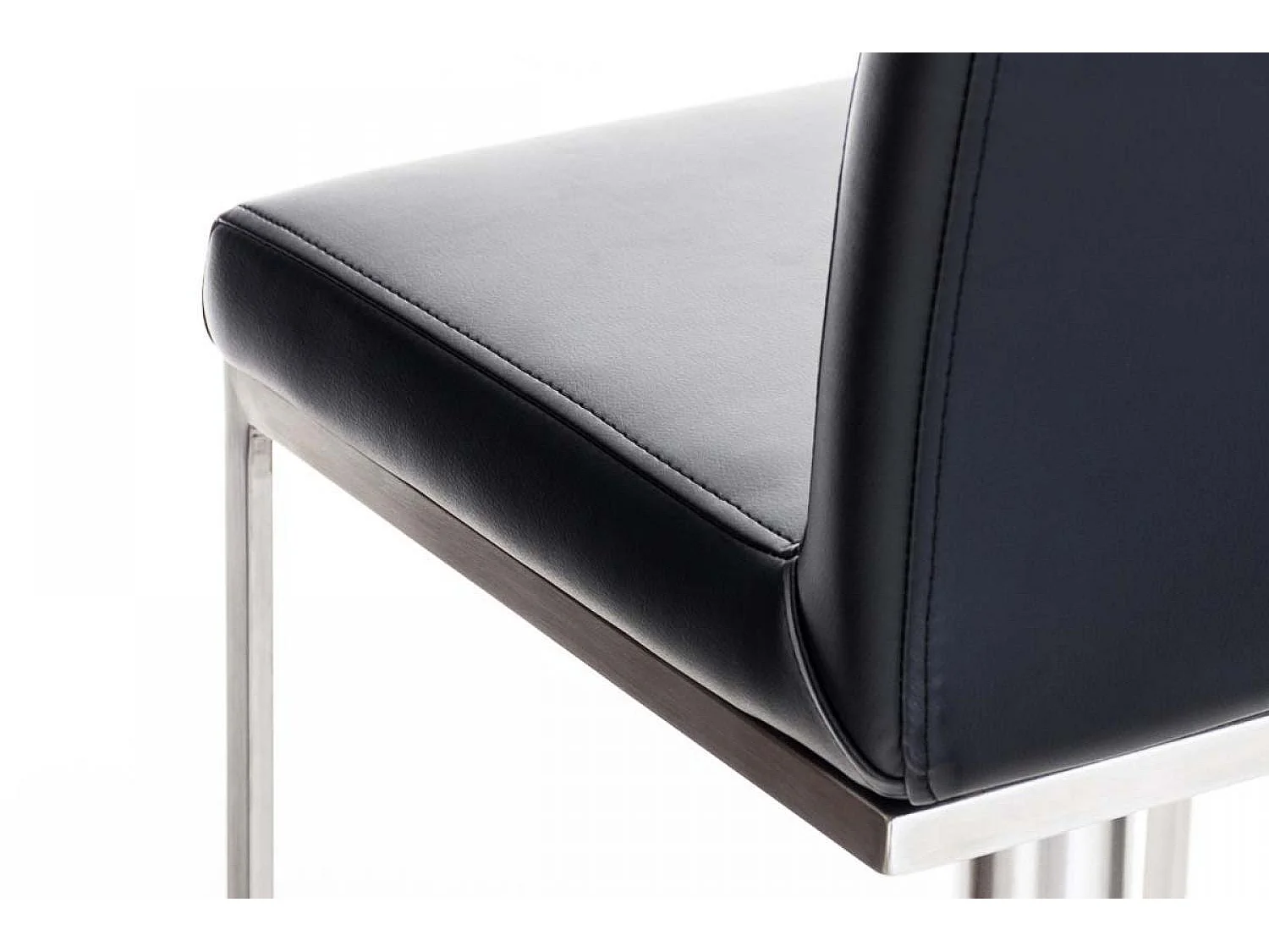 Lot de 2  Tabouret de bar - Similicuir & Acier inoxydable - Noir - Panama