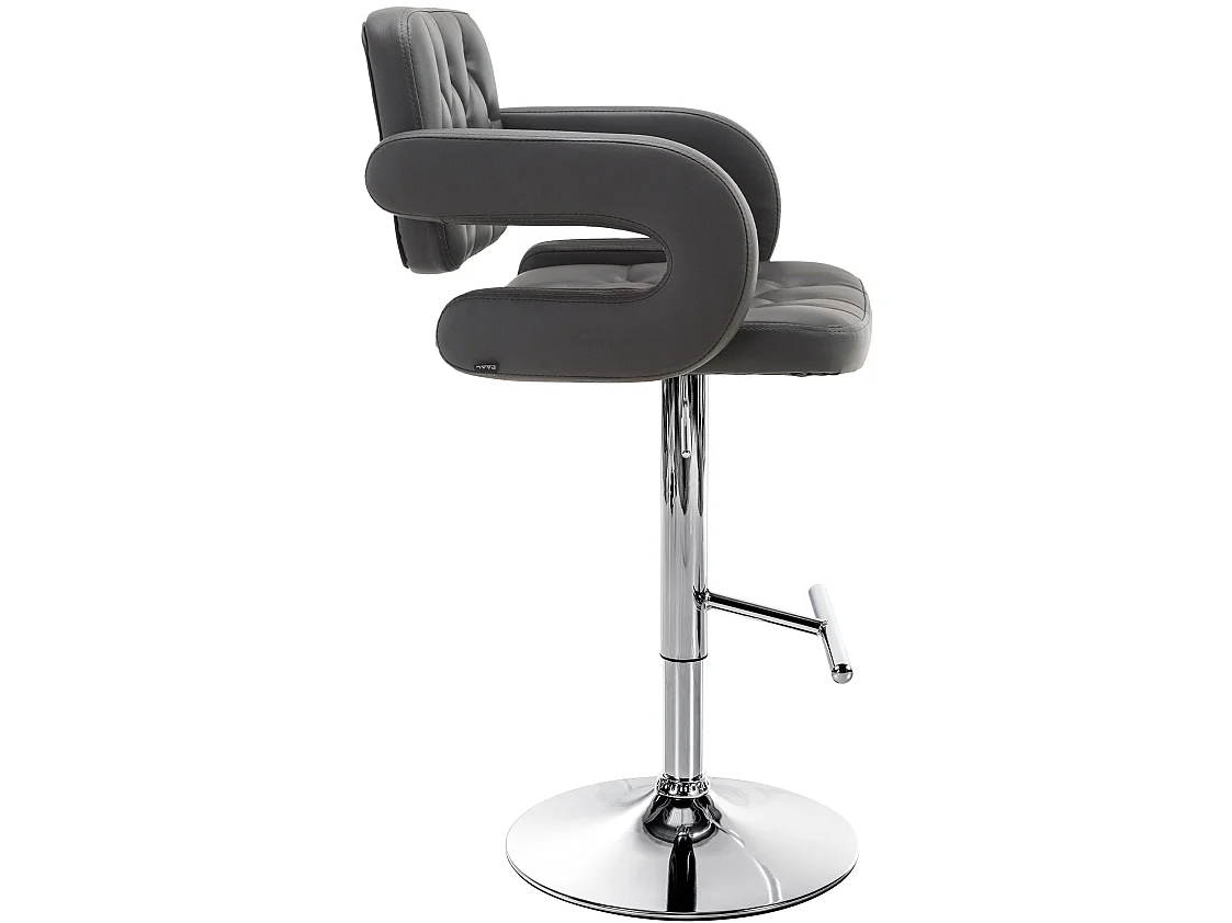 Tabouret de bar - Similicuir & Chrome - Gris - Dublin