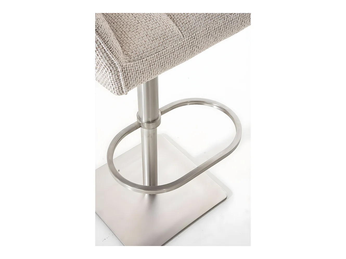 Lot de 2  Tabouret de bar - Tissu & Acier inoxydable - Ivoire - Damaso