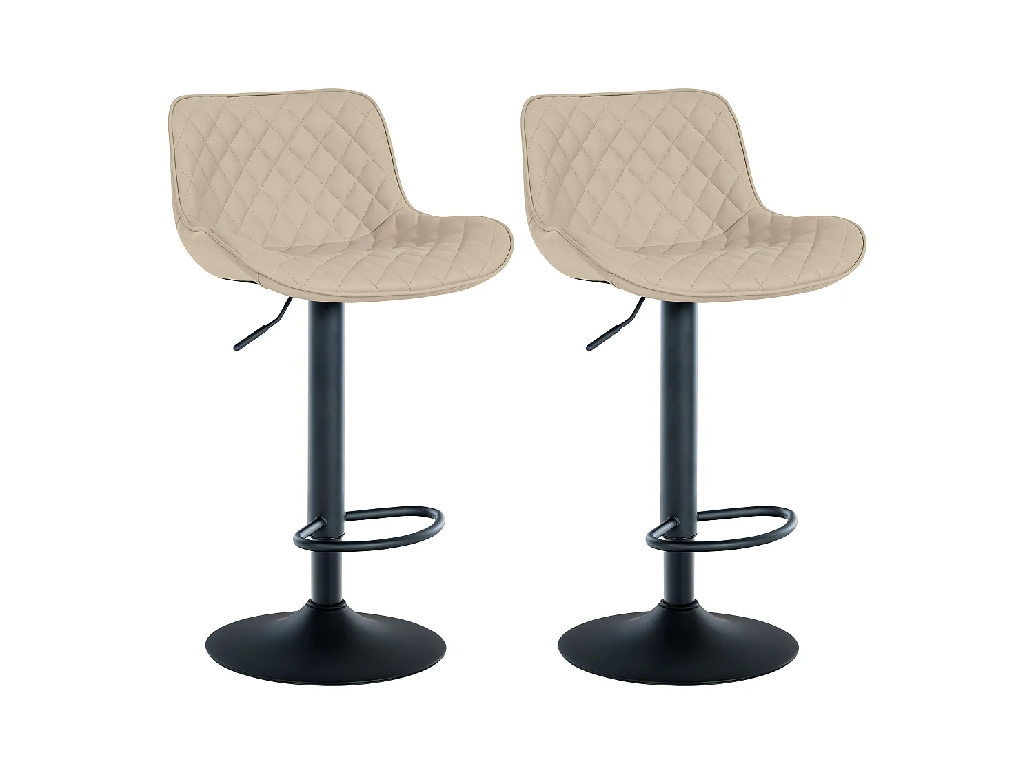 Lot de 2  Tabouret de bar - Similicuir - Crème - Minosa