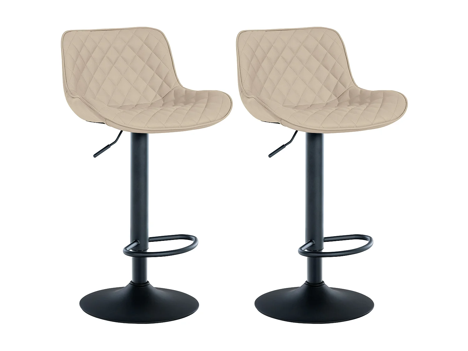 Lot de 2  Tabouret de bar - Similicuir - Crème - Minosa