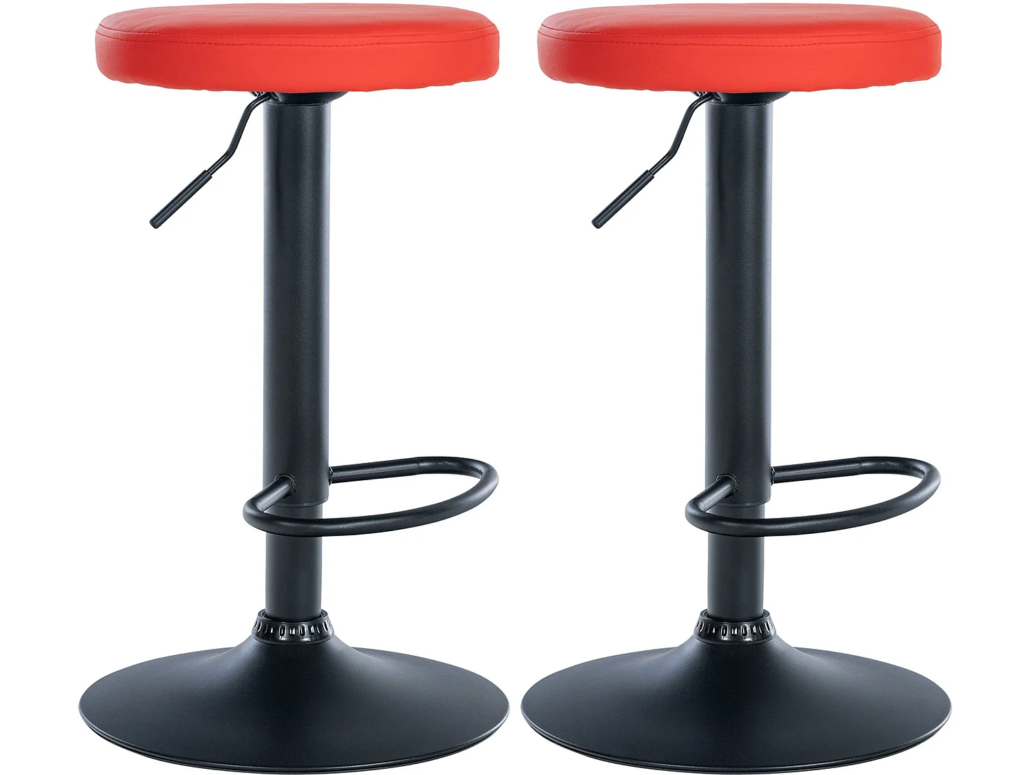 Lot de 2 Tabourets de bar - Similicuir & Métal - Rouge - Ponte