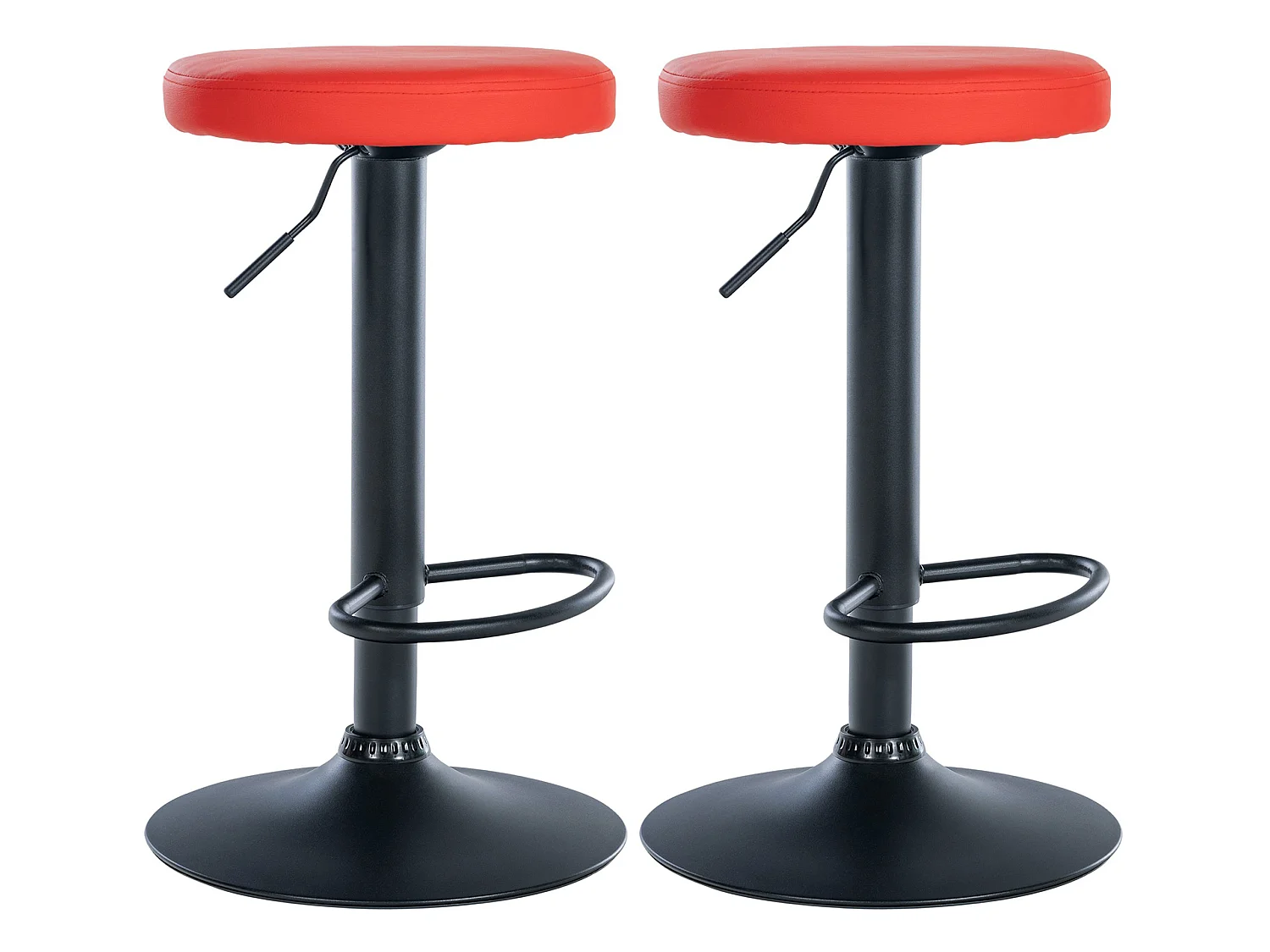 Lot de 2 Tabourets de bar - Similicuir & Métal - Rouge - Ponte