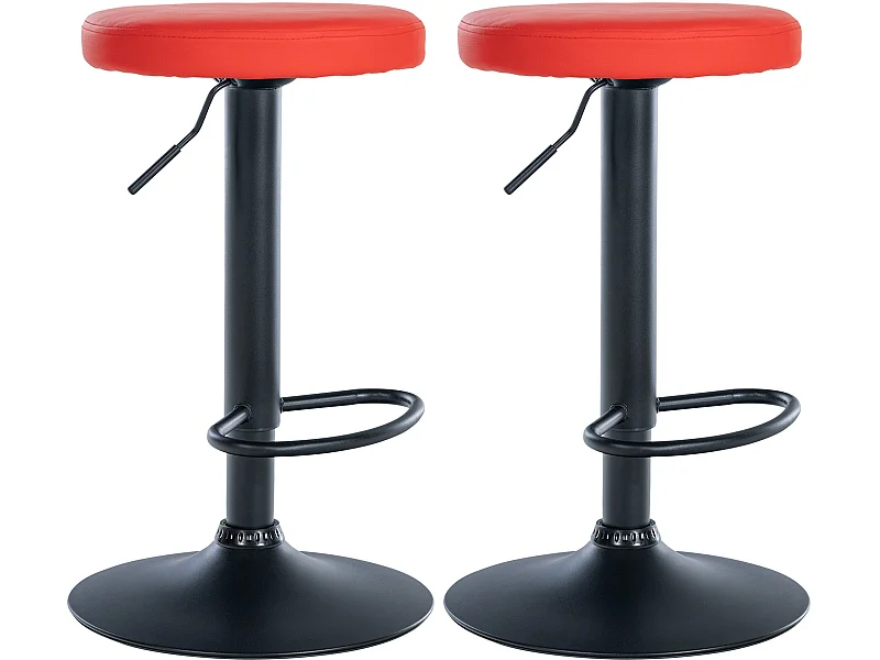 Lot de 2 Tabourets de bar - Similicuir & Métal - Rouge - Ponte