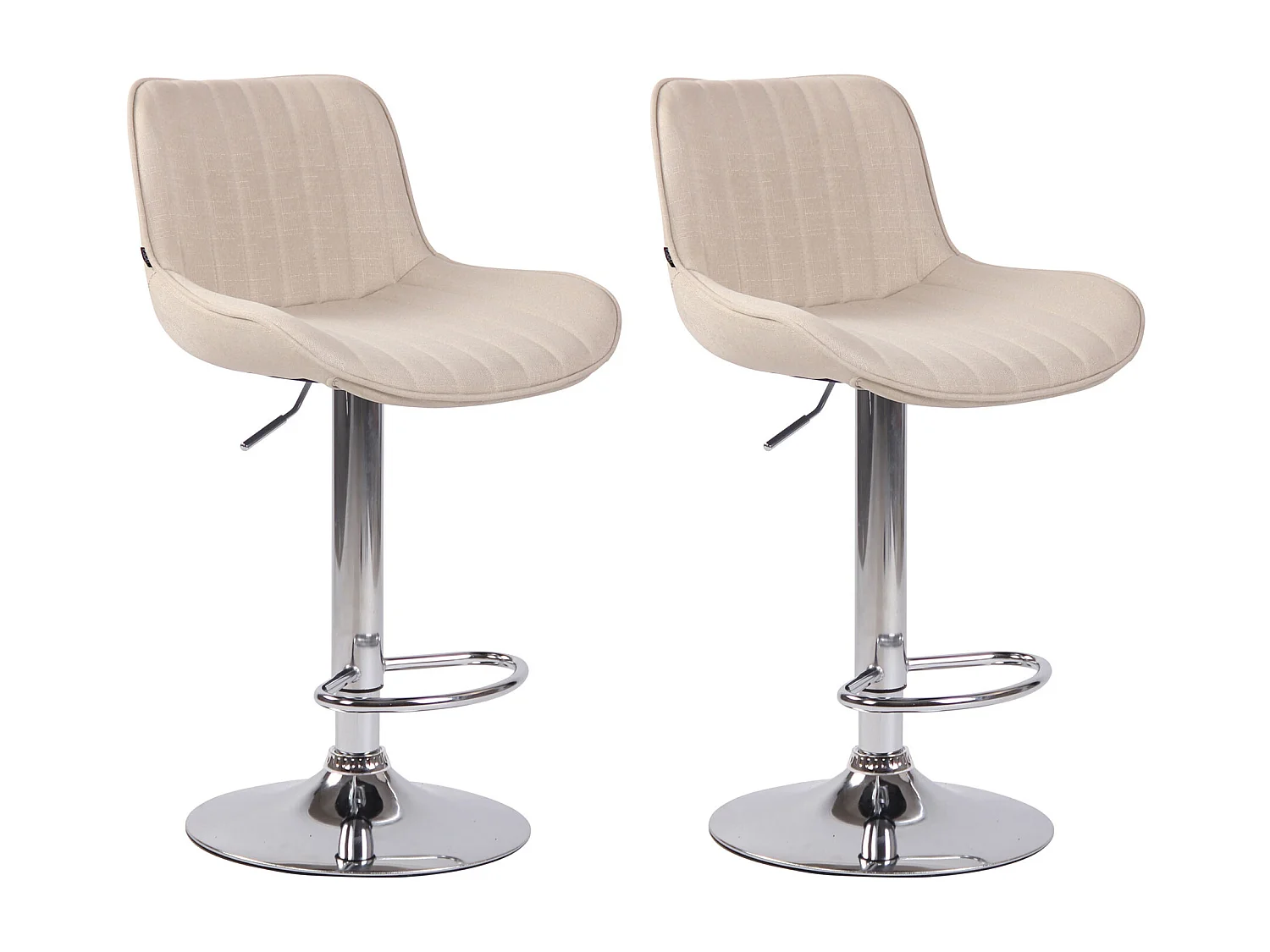 Lot de 2 Tabourets de bar - Tissu & Métal - Crème - Lentini
