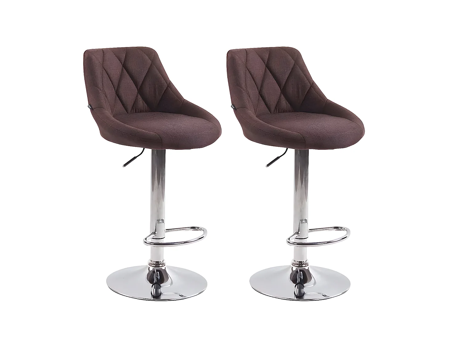 Lot de 2 Tabourets de bar - Tissu & Métal chromé - Marron - Lazio