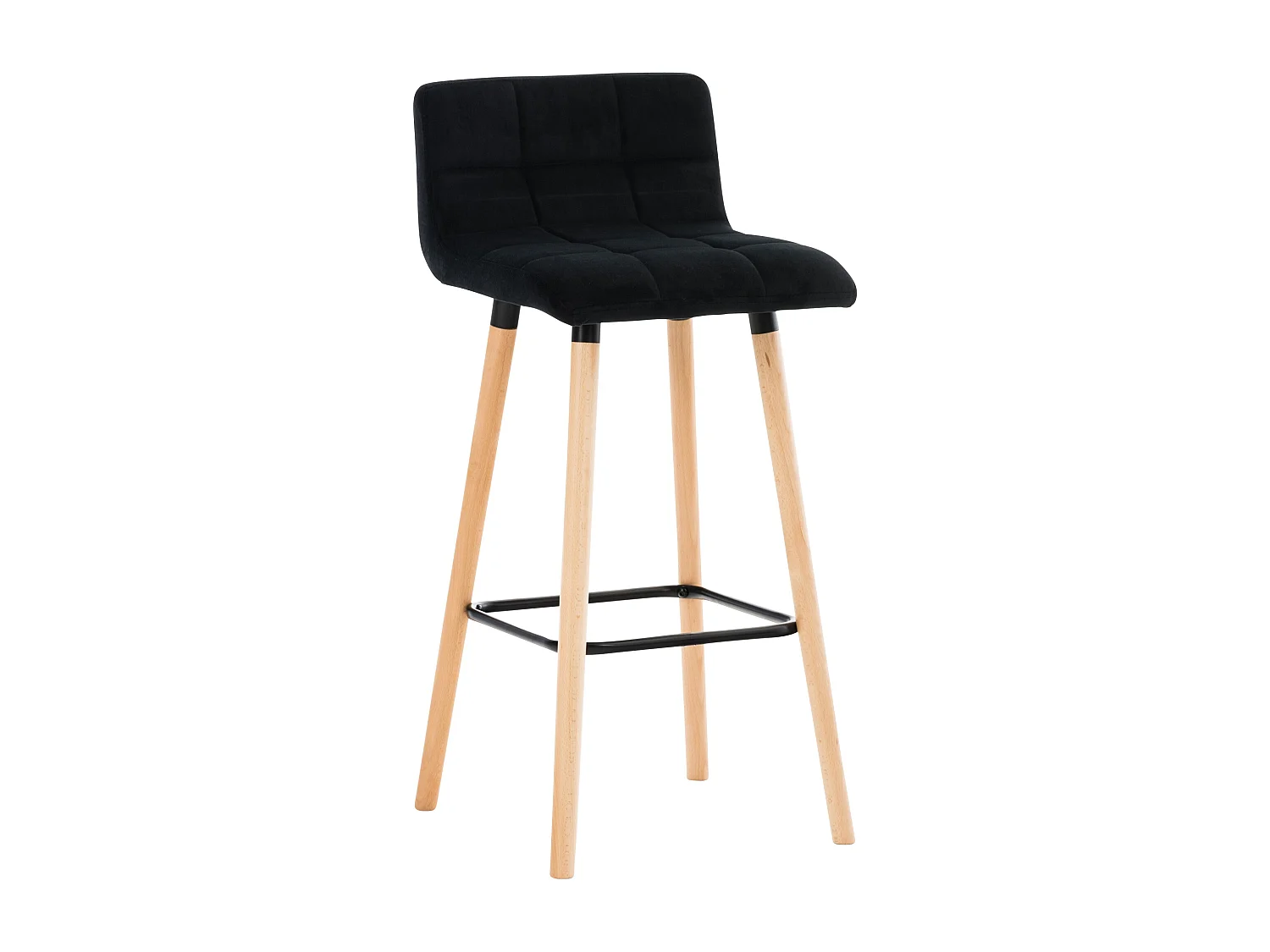 Tabouret de bar - Velours & Gris - Noir - Lincoln