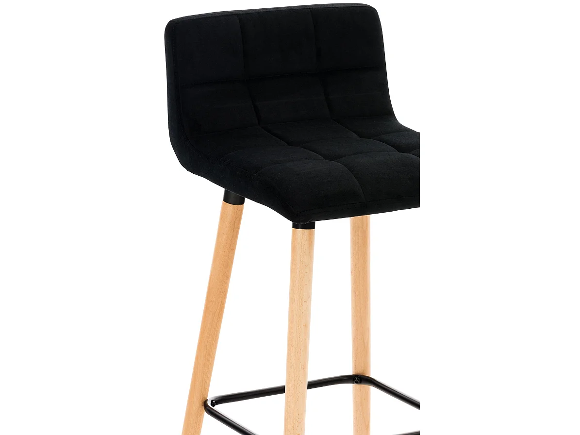 Tabouret de bar - Velours & Gris - Noir - Lincoln