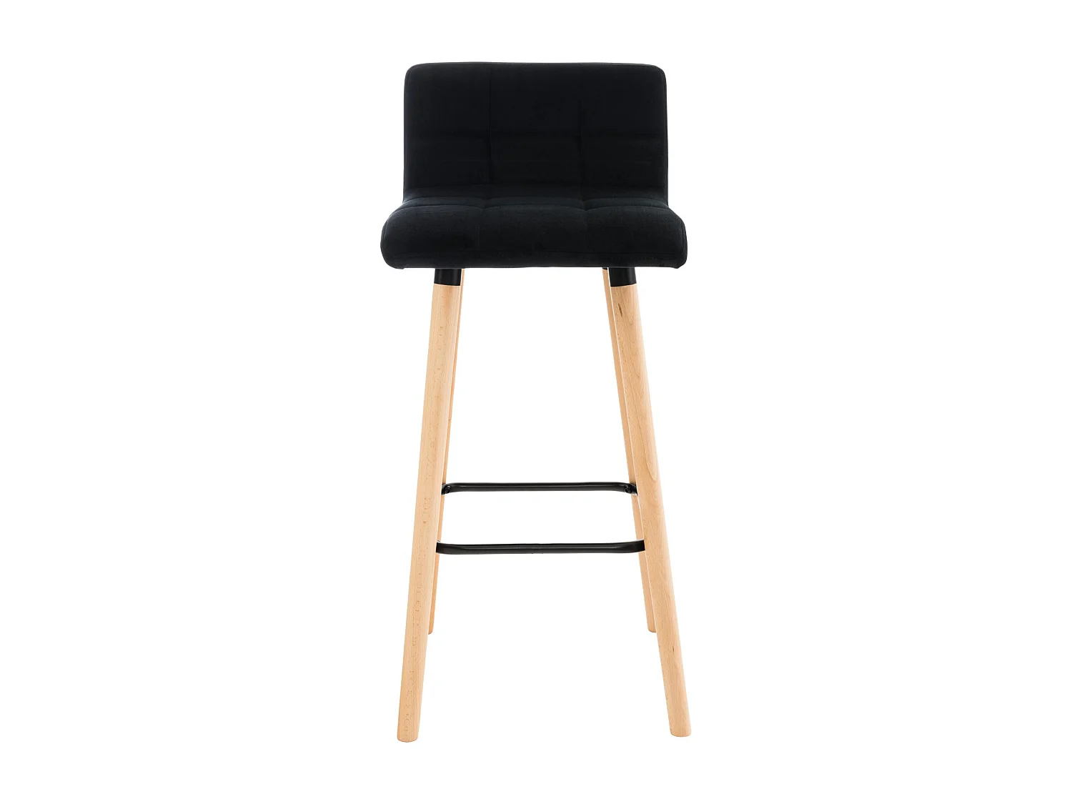 Tabouret de bar - Velours & Gris - Noir - Lincoln