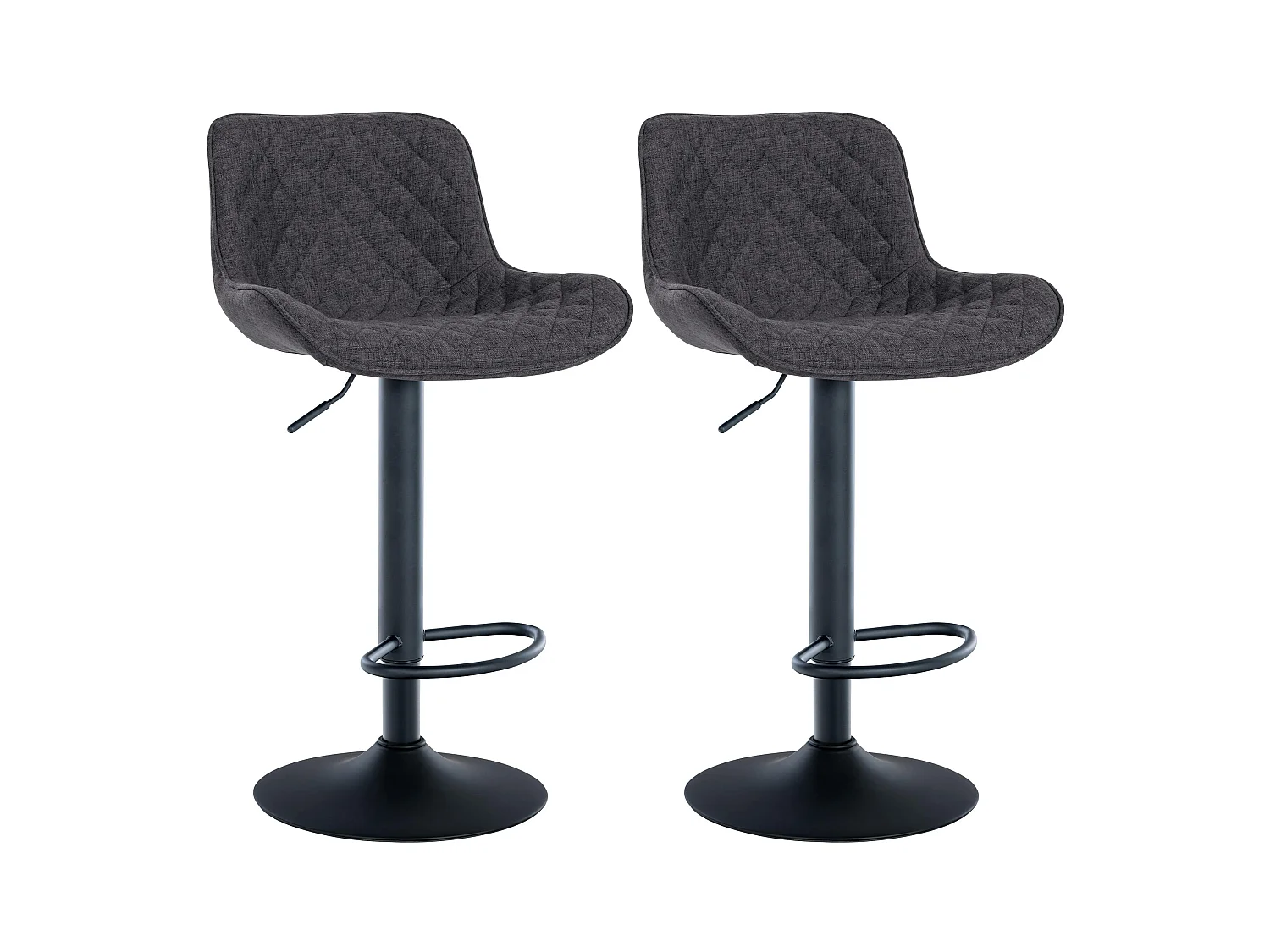 Lot de 2  Tabouret de bar - Tissu - Noir - Minosa