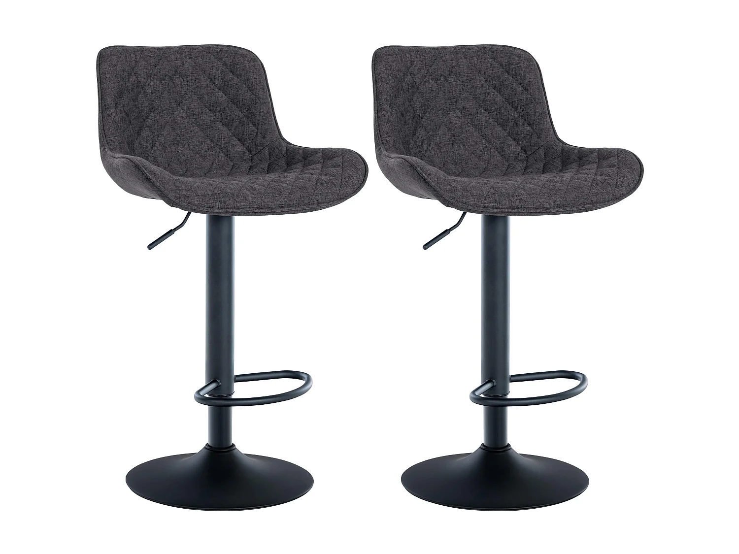 Lot de 2  Tabouret de bar - Tissu - Noir - Minosa